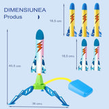 Jucarie Pentru Copii, Lansator De Rachete Cu Piciorul, Un Singur Lansator, 6 Rachete Fara Lumini, 40.5 Cm Inaltime, Multicolor - vivimall.ro