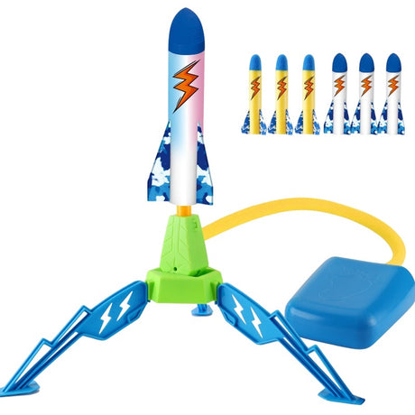 Jucarie Pentru Copii, Lansator De Rachete Cu Piciorul, Un Singur Lansator, 6 Rachete Fara Lumini, 40.5 Cm Inaltime, Multicolor - vivimall.ro