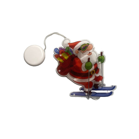 Decoratiune De Craciun Pentru Fereastra Mos Craciun Pe Schiuri, Cu Led-Uri, 15 Cm