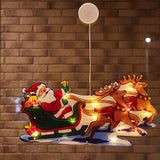 Decoratiune De Craciun Pentru Fereastra Sanie Cu Reni, Cu Led-Uri, 26 Cm