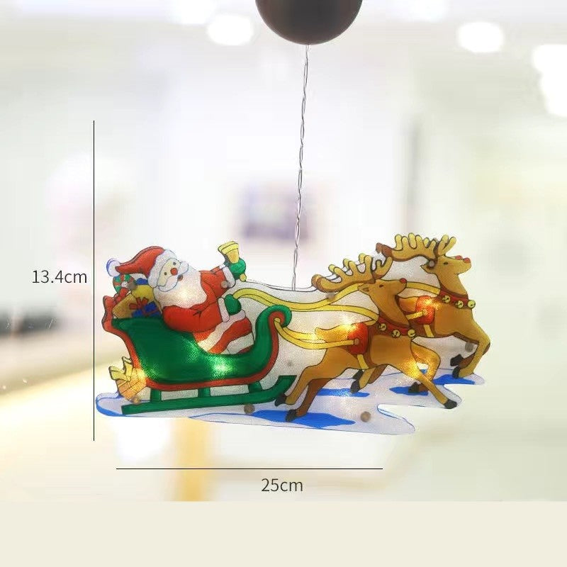 Decoratiune De Craciun Pentru Fereastra Sanie Cu Reni, Cu Led-Uri, 26 Cm