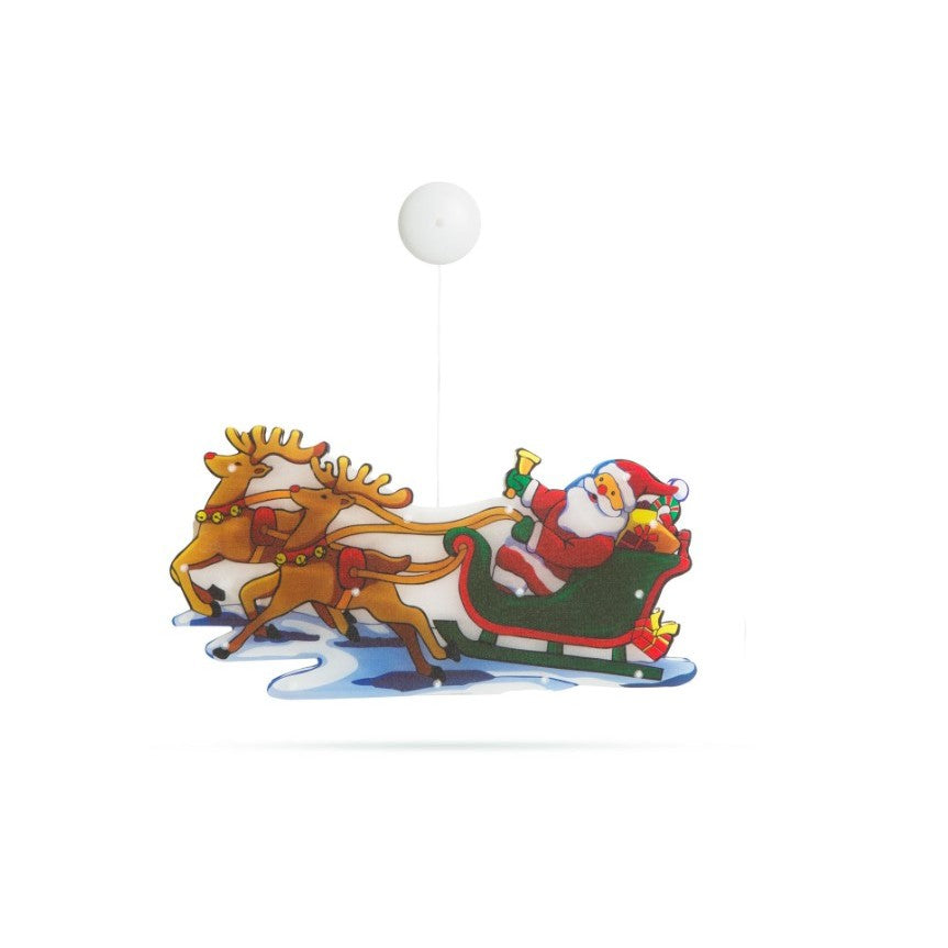 Decoratiune De Craciun Pentru Fereastra Sanie Cu Reni, Cu Led-Uri, 26 Cm