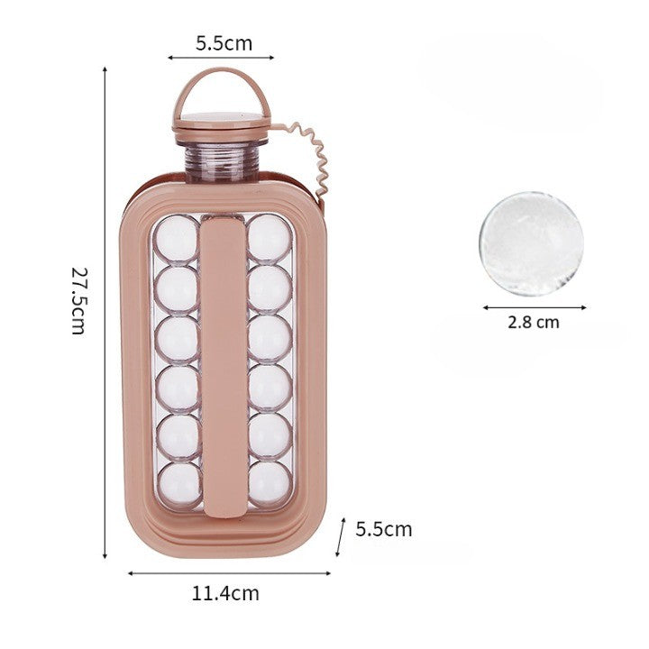 Forma Pentru Gheata 2 In 1 Portabila, Sub Forma De Sticla, Sfere, Diametru 3 Cm, Multifunctional, 17 Bilute, 27.5 X 11.4 X 5.5 Cm, Culoare Roz Pal - vivimall.ro