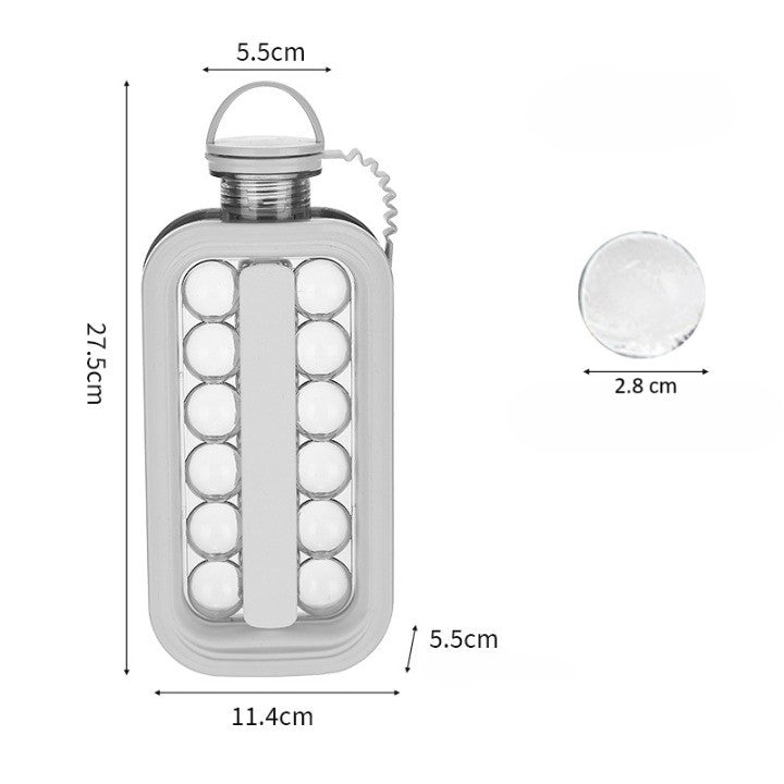 Forma Pentru Gheata 2 In 1 Portabila, Tavita Sub Forma De Sticla, Diametru 3 Cm, Multifunctional, 17 Bilute De Gheata, 27.5 X 11.4 X 5.5 Cm, Culoare Alb - vivimall.ro