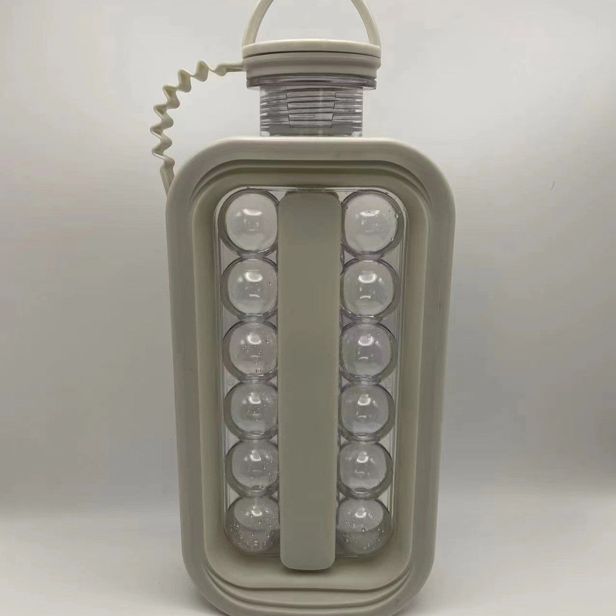 Aparat de gheata portabil 2 in 1, Vivimall, tava din sticla, diametru 3 cm, multifunctional, 17 cuburi de gheata, 27,5 x 11,4 x 5,5 cm, culoare alb gri