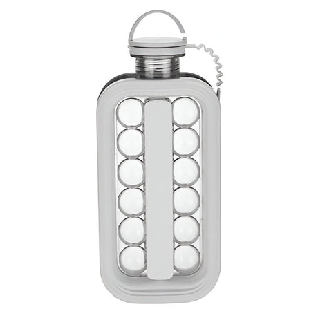 Forma pentru Gheata 2 in 1 Portabila, Vivimall, Tavita sub Forma de Sticla, Diametru 3 cm, Multifunctional, 17 Bilute de Gheata, 27.5 x 11.4 x 5.5 cm, Culoare Alb - vivimall.ro