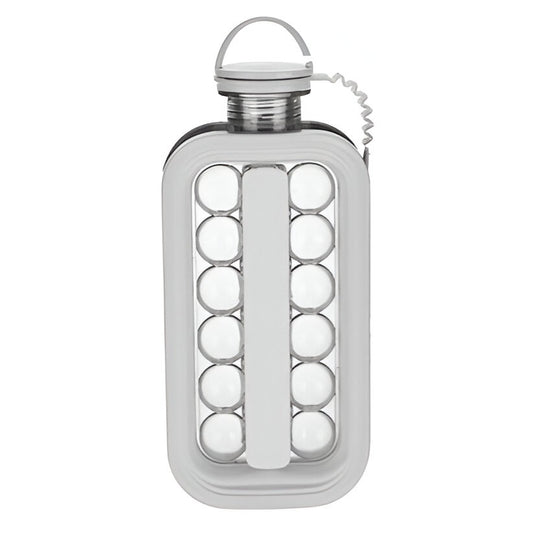 Forma pentru Gheata 2 in 1 Portabila, Vivimall, Tavita sub Forma de Sticla, Diametru 3 cm, Multifunctional, 17 Bilute de Gheata, 27.5 x 11.4 x 5.5 cm, Culoare Alb - vivimall.ro