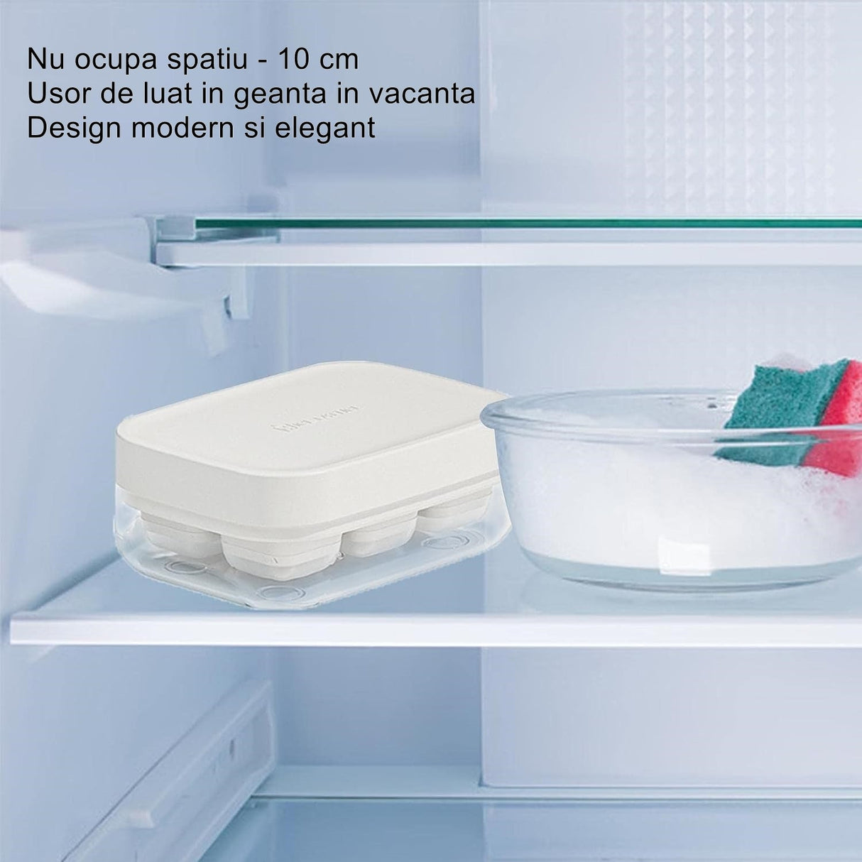 Forma Pentru Gheata Cu Presa Din Silicon Alimentar, 6 Cuburi, Caserola Pentru Depozitare, Usor De Folosit Si Curatat, 10.5 X 7.5 X 4.1 Cm - vivimall.ro