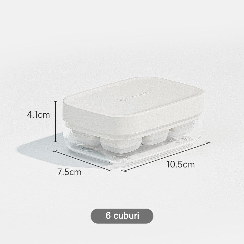 Forma Pentru Gheata Cu Presa Din Silicon Alimentar, 6 Cuburi, Caserola Pentru Depozitare, Usor De Folosit Si Curatat, 10.5 X 7.5 X 4.1 Cm - vivimall.ro