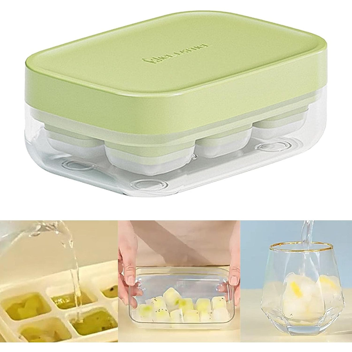 Forma Pentru Gheata Cu Presa Din Silicon Alimentar, 6 Cuburi, Caserola Pentru Depozitare, Usor De Folosit Si Curatat, 10.5 X 7.5 X 4.1 Cm - vivimall.ro