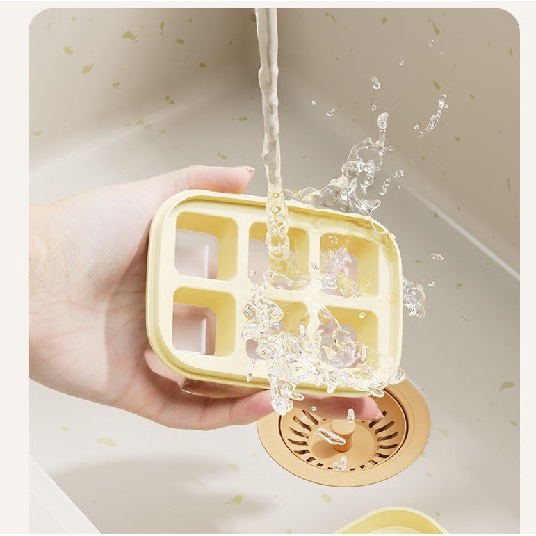 Forma Pentru Gheata Cu Presa Din Silicon Alimentar, 6 Cuburi, Caserola Pentru Depozitare, Usor De Folosit Si Curatat, 10.5 X 7.5 X 4.1 Cm - vivimall.ro