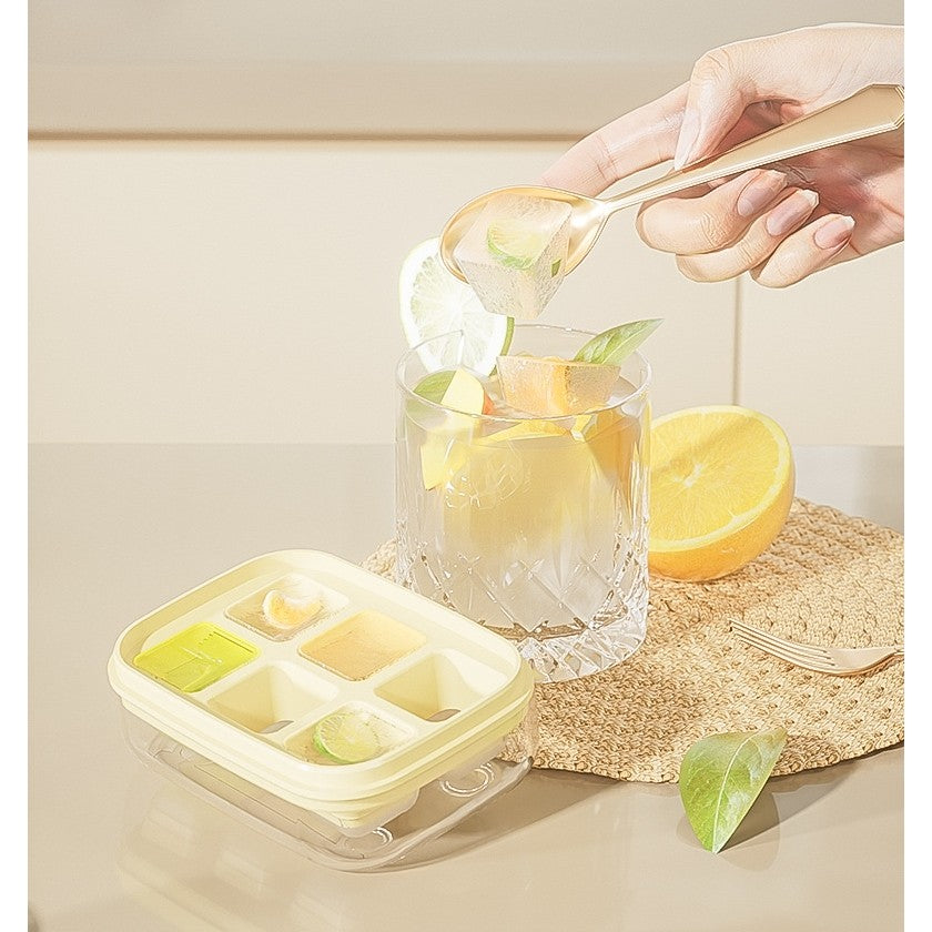 Forma Pentru Gheata Cu Presa Din Silicon Alimentar, 6 Cuburi, Caserola Pentru Depozitare, Usor De Folosit Si Curatat, 10.5 X 7.5 X 4.1 Cm - vivimall.ro