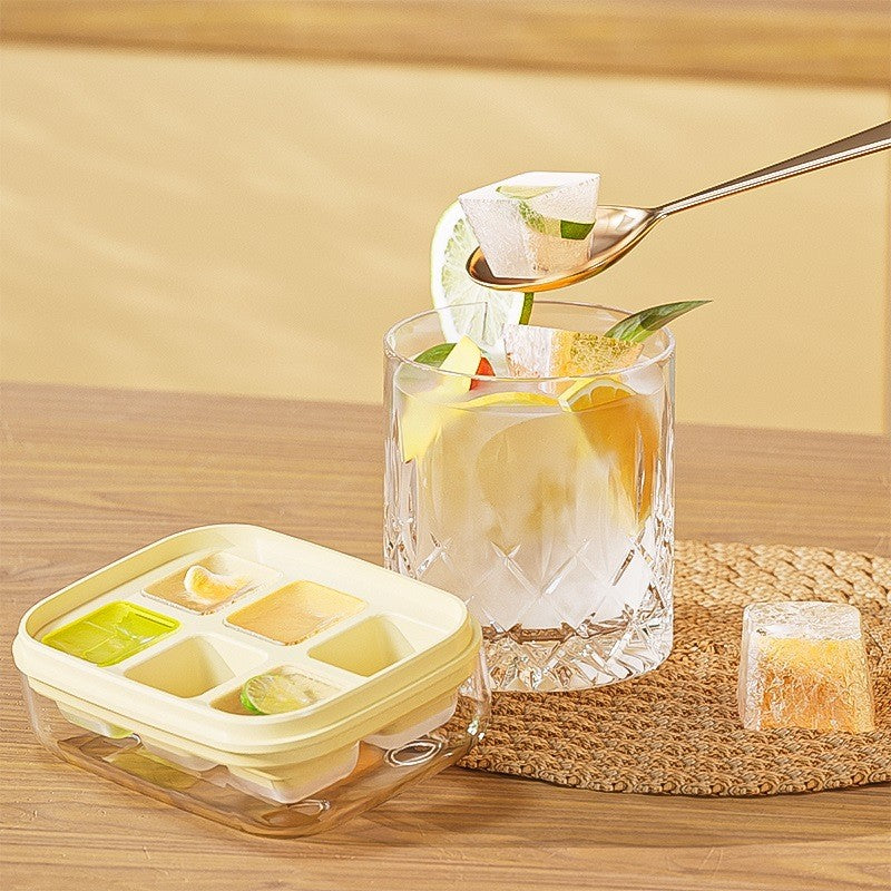 Forma Pentru Gheata Cu Presa Din Silicon Alimentar, 6 Cuburi, Caserola Pentru Depozitare, Usor De Folosit Si Curatat, 10.5 X 7.5 X 4.1 Cm - vivimall.ro