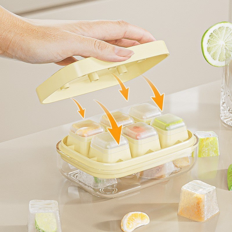 Forma Pentru Gheata Cu Presa Din Silicon Alimentar, 6 Cuburi, Caserola Pentru Depozitare, Usor De Folosit Si Curatat, 10.5 X 7.5 X 4.1 Cm - vivimall.ro