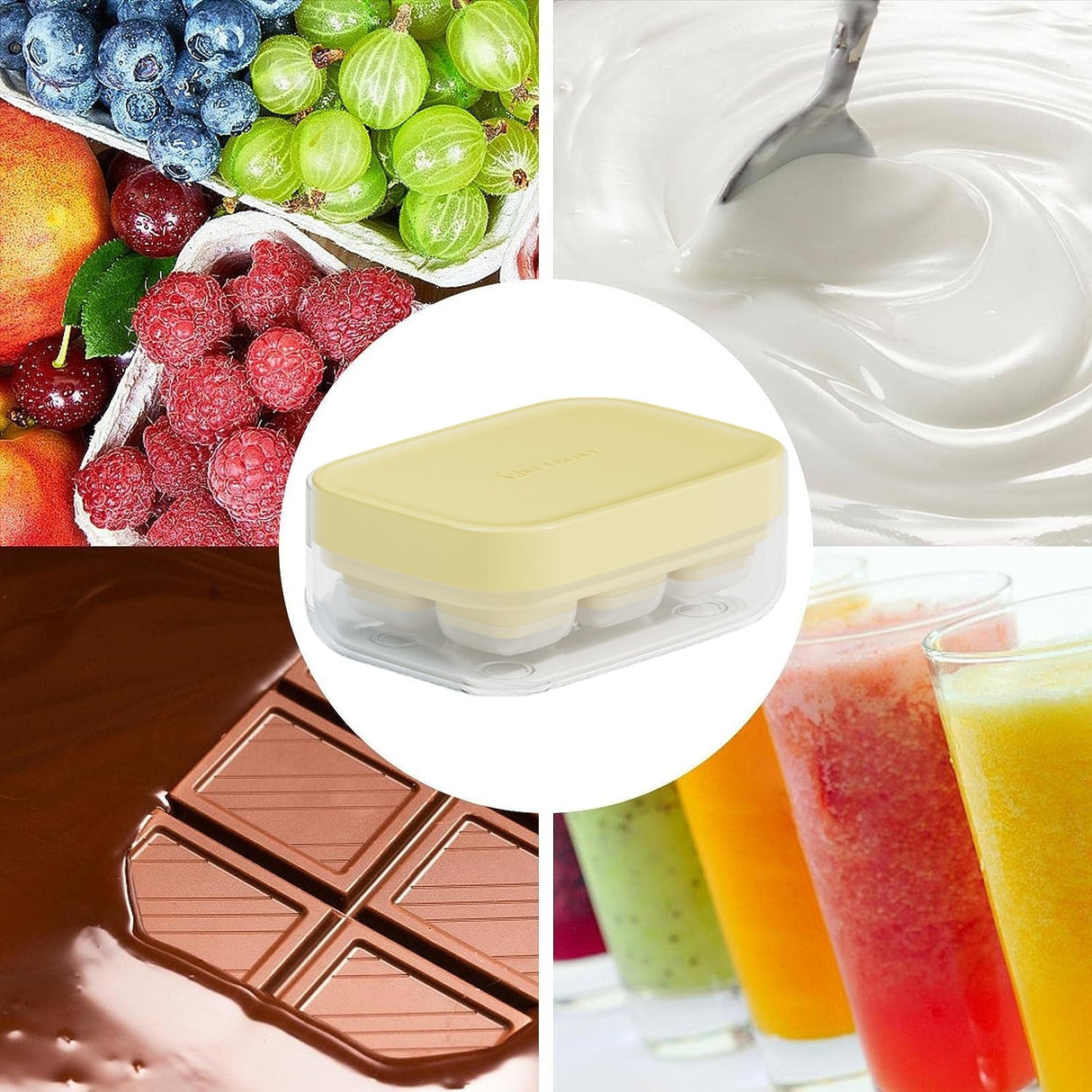 Forma Pentru Gheata Cu Presa Din Silicon Alimentar, 6 Cuburi, Caserola Pentru Depozitare, Usor De Folosit Si Curatat, 10.5 X 7.5 X 4.1 Cm - vivimall.ro