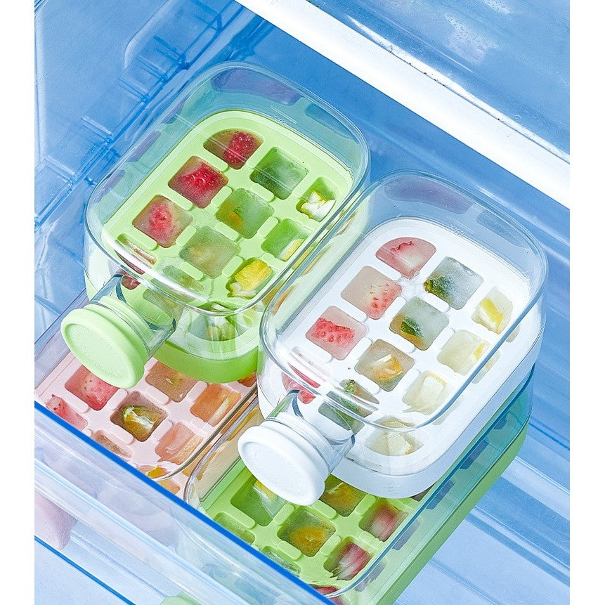 Forma de Gheata, Vivimall, 2in1, Tip Sticla cu Pai, 500 ml, 12 Cuburi, 16.3 x 10.8 x 8 cm, Verde