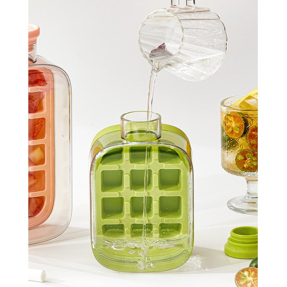 Forma de Gheata, Vivimall, 2in1, Tip Sticla cu Pai, 500 ml, 12 Cuburi, 16.3 x 10.8 x 8 cm, Verde