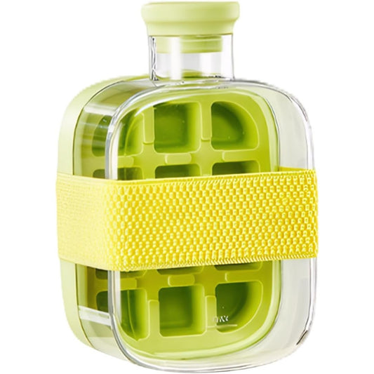 Forma de Gheata, Vivimall, 2in1, Tip Sticla cu Pai, 500 ml, 12 Cuburi, 16.3 x 10.8 x 8 cm, Verde