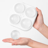 Forma Sfere de Gheata pentru Wiskey si Cocktail-uri Flippy, 4 Sfere, Material Plastic/Silicon Alimentar, Diametru 6.5 cm, cu Orificiu Tip Palnie pentru Umplere, 17 x 17 x 7 cm, Alb - vivimall.ro