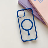 Husa MagSafe pentru Apple iPhone 11, Full Cover, Frosted Acrylic Color Big Hole, Magnetica, Incarcare Wireless, Flippy, Albastru - vivimall.ro