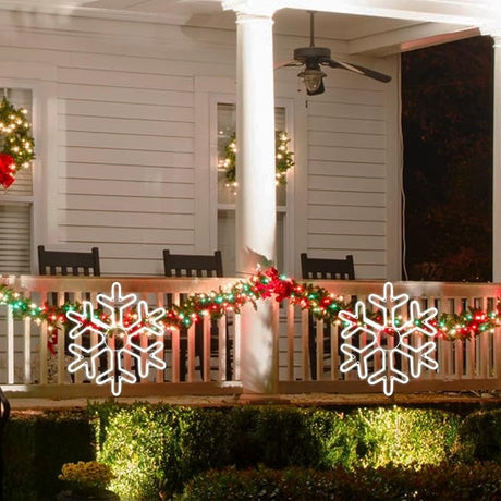 Fulg de Nea Luminos, Flippy, 96 Led, cu Joc de Lumini, Transformator Inclus, 50x50 cm, Alb, Lumini Multicolore