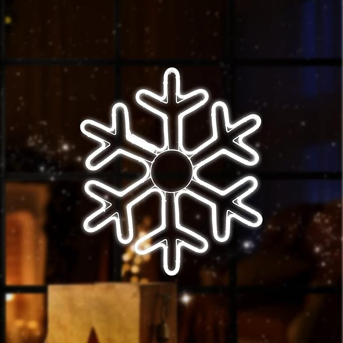 Fulg de Nea Luminos, Vivimall, 96 Led, cu Joc de Lumini, Transformator Inclus, 50x50 cm, Alb, Lumini Multicolore