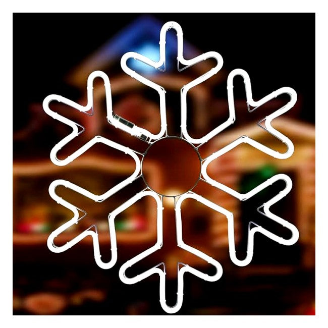 Fulg de Nea Luminos, Vivimall, 96 Led, cu Joc de Lumini, Transformator Inclus, 50x50 cm, Alb, Lumini Multicolore