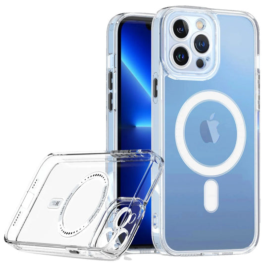 Husa protectie Vivimall pentru iPhone 12 Mag Safe, 2 in 1 incarcare si magnet, Silicone, Transparenta - vivimall.ro