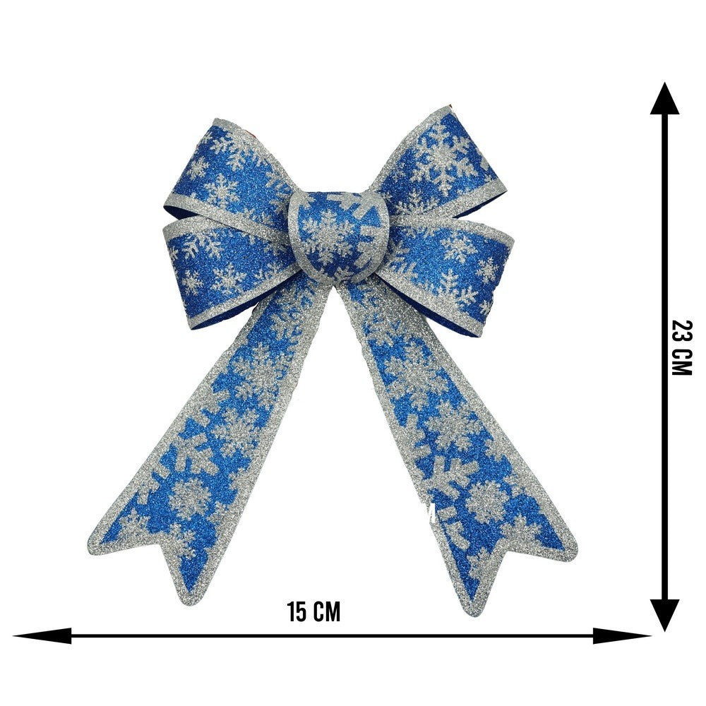 Funda pentru brad, Albastra, model de nea, cu margini argintii, 15 x 23 cm, PVC, Flippy - vivimall.ro