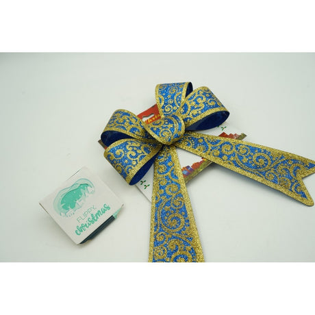 Funda pentru brad, Albastra, model spiralat, cu margini aurii, 15 x 23 cm, PVC, Flippy - vivimall.ro