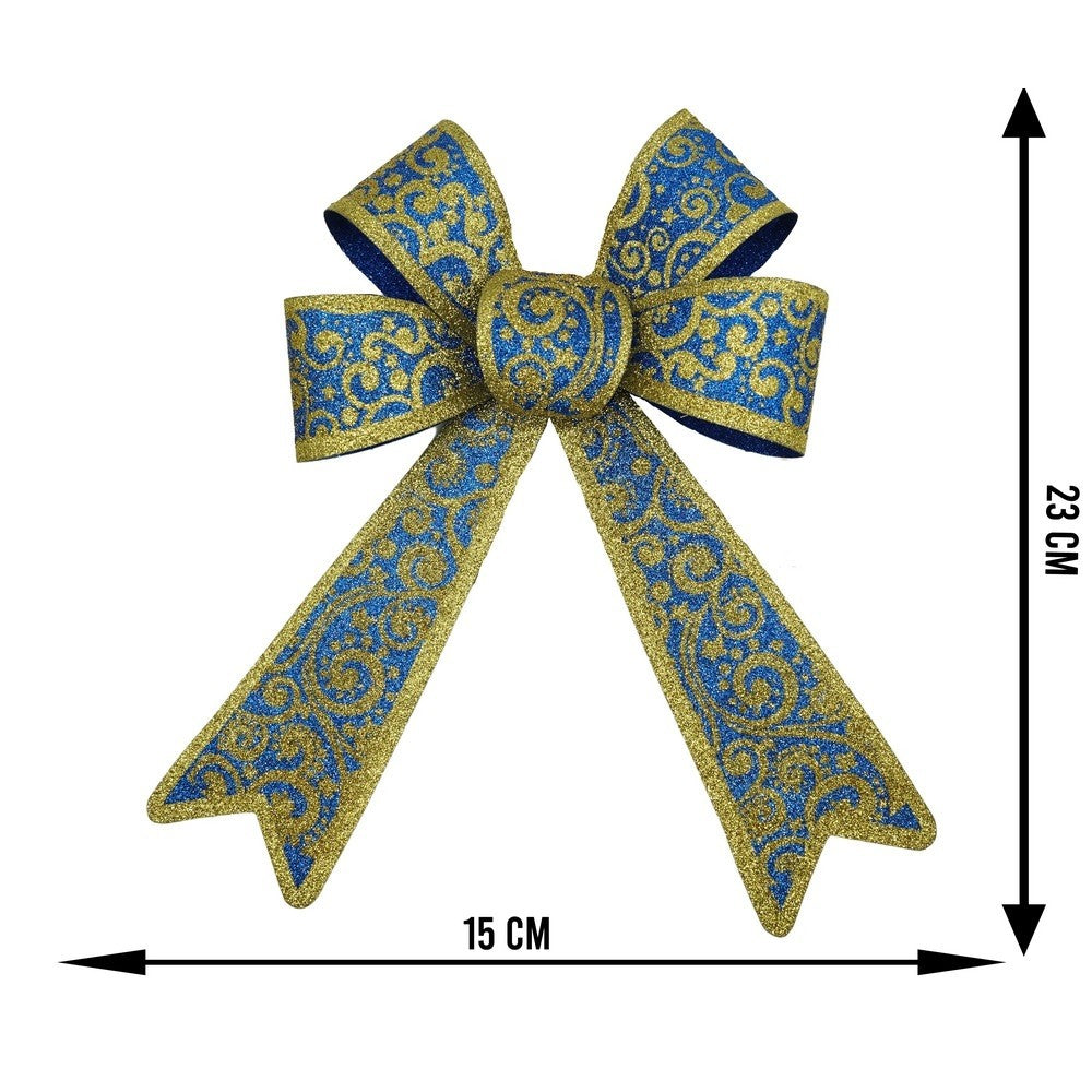 Funda pentru brad, Albastra, model spiralat, cu margini aurii, 15 x 23 cm, PVC, Flippy - vivimall.ro