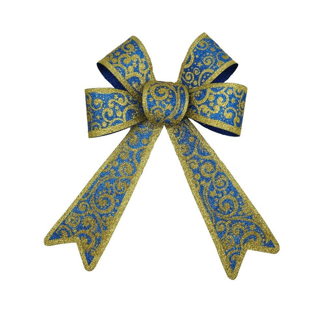 Funda pentru brad, Albastra, model spiralat, cu margini aurii, 15 x 23 cm, PVC, Flippy - vivimall.ro