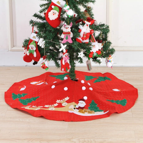 Covoras Pentru Bradul De Craciun Lana, Rosu/, 100 Cm - vivimall.ro