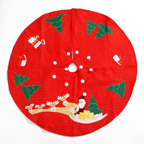 Covoras Pentru Bradul De Craciun Lana, Rosu/, 100 Cm - vivimall.ro