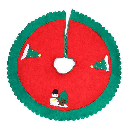 Covoras pentru bradul de Craciun Vivimall, lana, rosu/verde, 90 cm - vivimall.ro