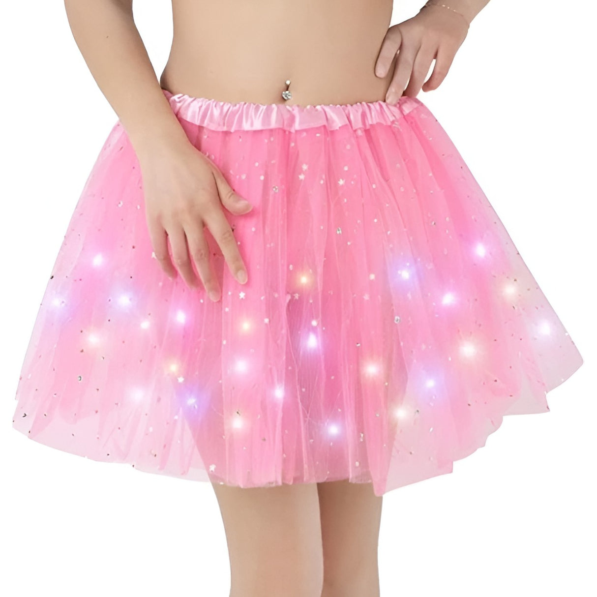 Fusta Led Pentru Copii, Tutu De Balet Pentru Fetite Cu Luminite E Incorporate, 30 Cm Lungime, Roz - vivimall.ro