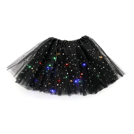 Fusta Led Pentru Copii, Tutu De Balet Pentru Fetite Cu Luminite E Incorporate, 30 Cm Lungime, Negru - vivimall.ro