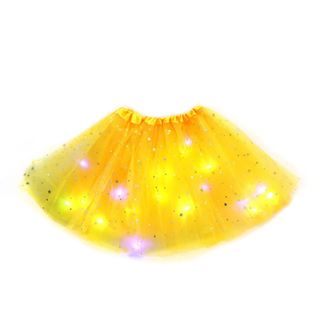 Fusta Led Pentru Copii, Tutu De Balet Pentru Fetite Cu Luminite E Incorporate, 30 Cm Lungime, Galben - vivimall.ro