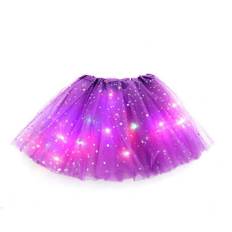 Fusta Led Pentru Copii, Tutu De Balet Pentru Fetite Cu Luminite E Incorporate, 30 Cm Lungime, Mov - vivimall.ro