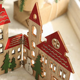 Decoratiune de Craciun, Flippy, Model Orasel de Craciun pentru Brad, in stil European, Pliabil din Lemn, 57 x 20 cm, Maro Natur Rosu - vivimall.ro