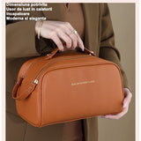 Geanta cosmetice pentru femei Vivimall, material poliuretan, 25 x 14.5 x 14.5 cm, Impermeabila, Maro - vivimall.ro
