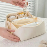 Geanta De Calatorie Pentru Cosmetice, Portabila, Impermeabila, Din Piele Ecologica, Compartimente Multiple, Cu Fermoar, Crem - vivimall.ro