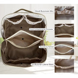 Geanta De Calatorie Pentru Cosmetice, Portabila, Impermeabila, Din Piele Ecologica, Compartimente Multiple, Cu Fermoar, Crem - vivimall.ro