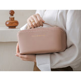 Geanta de Calatorie Flippy, Pentru Cosmetice, Portabila, Impermeabila, din Piele Ecologica, Compartimente Multiple, cu Fermoar, 23 x 11.5 x 10.5 cm, Roz, Resigilat