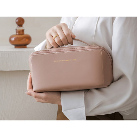 Geanta de Calatorie Vivimall, Pentru Cosmetice, Portabila, Impermeabila, din Piele Ecologica, Compartimente Multiple, cu Fermoar, 23 x 11.5 x 10.5 cm, Roz, Resigilat - vivimall.ro