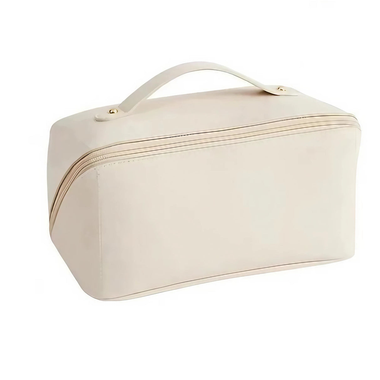 Geanta De Calatorie Pentru Cosmetice, Portabila, Impermeabila, Din Piele Ecologica, Compartimente Multiple, Cu Fermoar, Crem - vivimall.ro