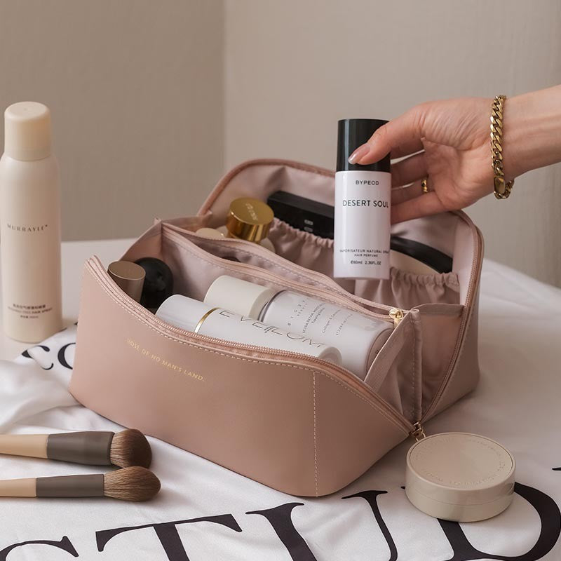 Geanta De Calatorie Pentru Cosmetice, Portabila, Impermeabila, Din Piele Ecologica, Compartimente Multiple, Cu Fermoar, Resigilat - vivimall.ro