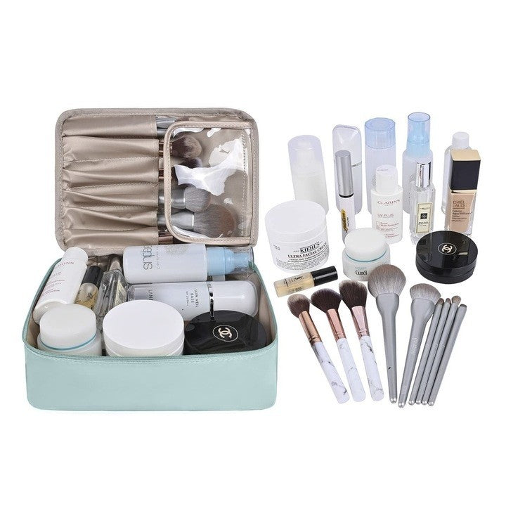 Geanta De Calatorie, Pentru Cosmetice Si Articole De Toaleta, Material Impermeabil, 2 In 1, Portfard Interior Detasabil