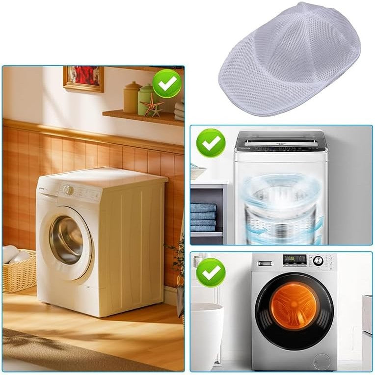 Husa De Spalare Sapca, Pentru Masina De Spalat, Din Poliester, Circumferinta 53 Cm, Cu Fermoar, Alb - vivimall.ro