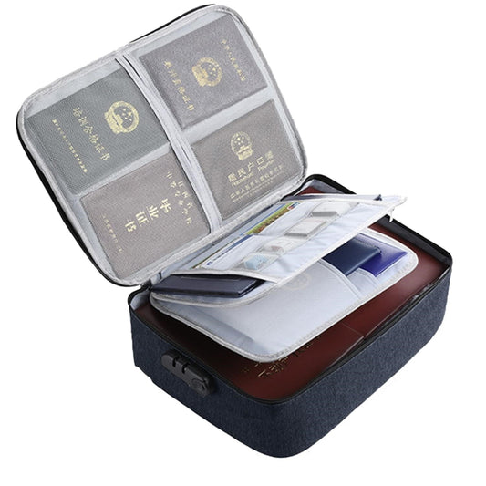 Geanta Vivimall pentru Depozitare Acte si Documente, Facturi, Carduri, cu Cod de Securitate, 2 Compartimente, Impermeabila, 37 x 10.5 x 27 cm, Albastru Marin